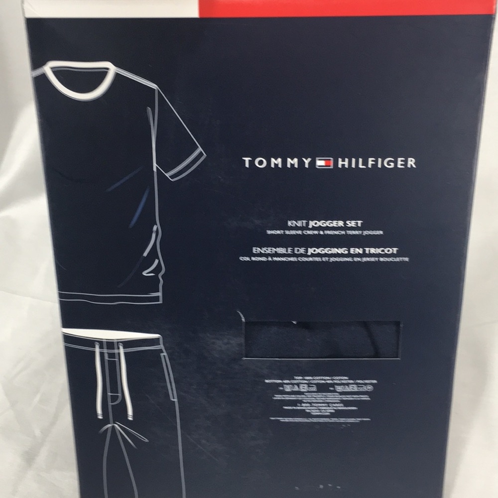 NWT Tommy Hilfiger Navy & Gray Knit Jogger Set PJs - Picture 3 of 4